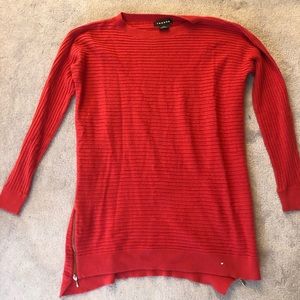 Trouvé red long sleeve sweater with fun zippers on the bottom on both sides